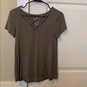 AEO Criss Cross Neck T-Shirt